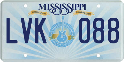 MS license plate LVK088