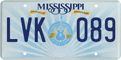 MS license plate LVK089