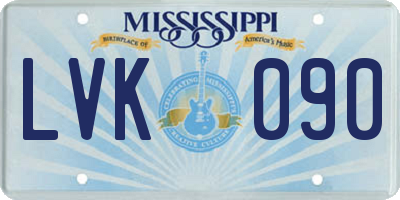 MS license plate LVK090