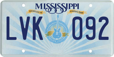 MS license plate LVK092