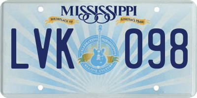 MS license plate LVK098