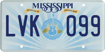 MS license plate LVK099