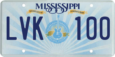 MS license plate LVK100