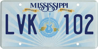 MS license plate LVK102
