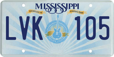 MS license plate LVK105