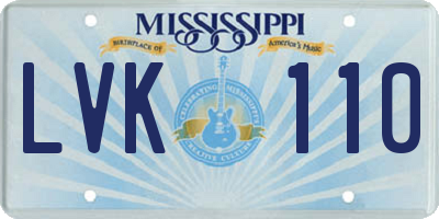 MS license plate LVK110