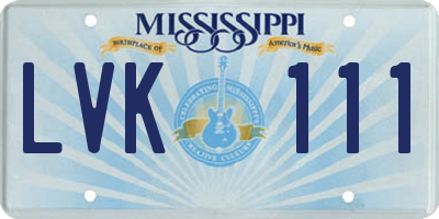 MS license plate LVK111