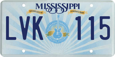 MS license plate LVK115