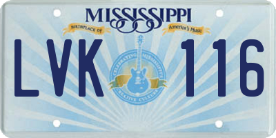 MS license plate LVK116