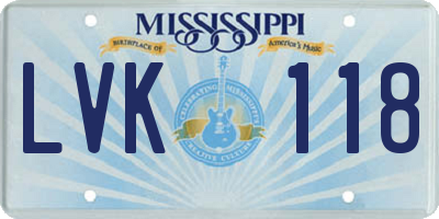 MS license plate LVK118
