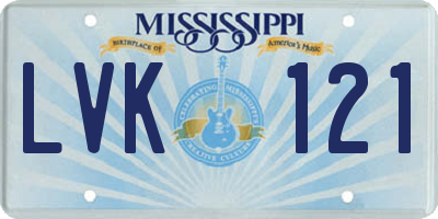 MS license plate LVK121