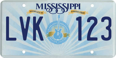 MS license plate LVK123
