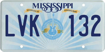 MS license plate LVK132
