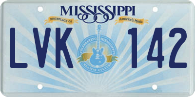 MS license plate LVK142