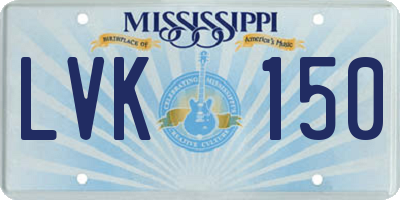 MS license plate LVK150