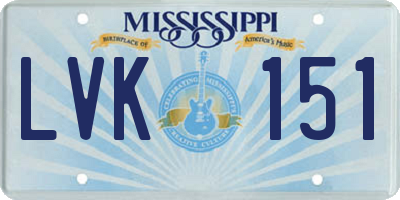MS license plate LVK151