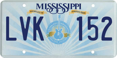 MS license plate LVK152