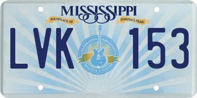 MS license plate LVK153