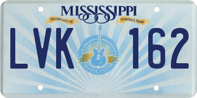 MS license plate LVK162