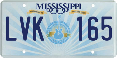 MS license plate LVK165