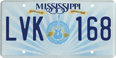 MS license plate LVK168