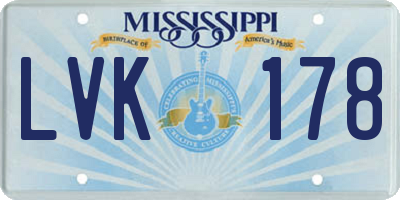 MS license plate LVK178