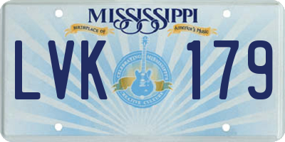 MS license plate LVK179