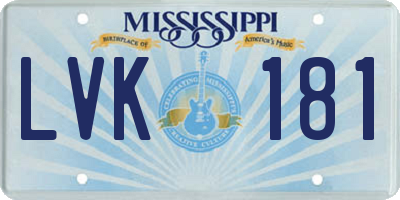 MS license plate LVK181