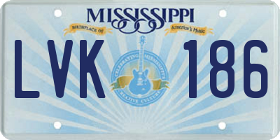 MS license plate LVK186