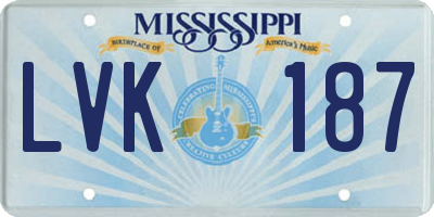 MS license plate LVK187