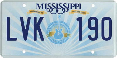 MS license plate LVK190