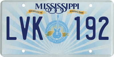 MS license plate LVK192