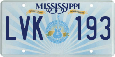 MS license plate LVK193