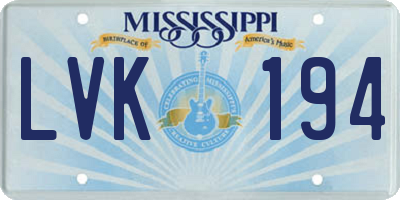 MS license plate LVK194