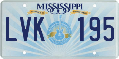 MS license plate LVK195