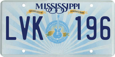MS license plate LVK196