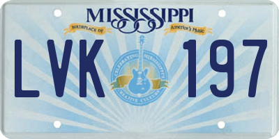MS license plate LVK197