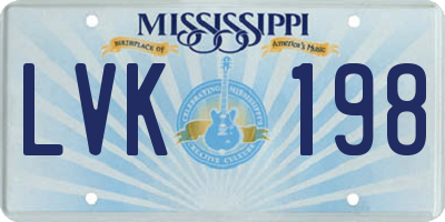 MS license plate LVK198