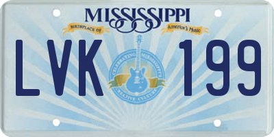 MS license plate LVK199