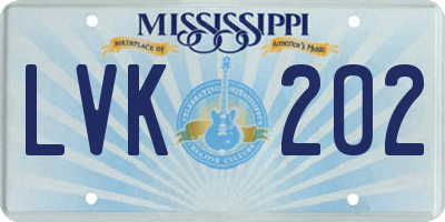 MS license plate LVK202