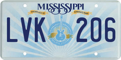 MS license plate LVK206