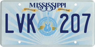 MS license plate LVK207