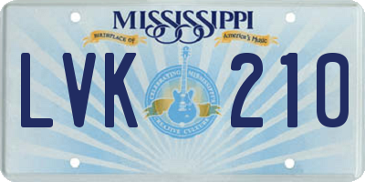 MS license plate LVK210
