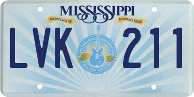 MS license plate LVK211