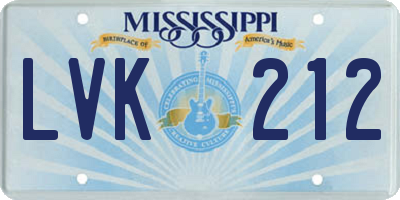 MS license plate LVK212