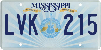 MS license plate LVK215