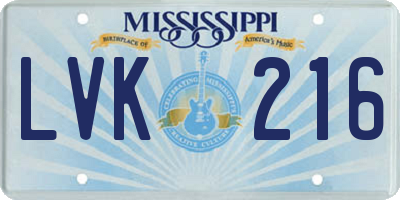 MS license plate LVK216