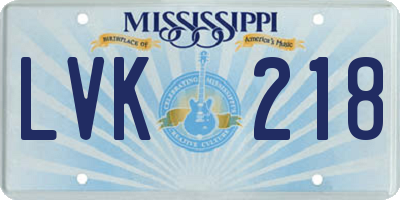 MS license plate LVK218