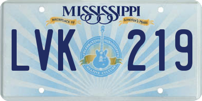 MS license plate LVK219