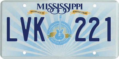 MS license plate LVK221